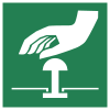 Signal ISO 7010 E020: Bouton-poussoir d’arrêt d’urgence