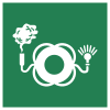 Signal ISO 7010 E068: Bouée de sauvetage avec feu et signal fumigène