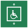 Signal ISO 7010 E070: Ascenseur d’évacuation pour personnes à mobilité réduite