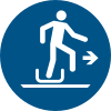 Signal ISO 7010 M051: Descendre de la luge par la droite