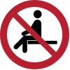 Signal ISO 7010 P018: Ne pas s’asseoir