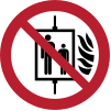 Signal ISO 7010 P020: Ne pas utiliser l’ascenseur en cas d’incendie