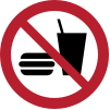 Signal ISO 7010 P022: Interdiction de manger et de boire