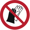 Signal ISO 7010 P028: Port de gants interdit