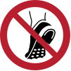 Signal ISO 7010 P035: Chaussures à éléments métalliques interdites