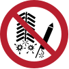 Signal ISO 7010 P040: Ne pas tirer de feux d’artifice