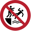 Signal ISO 7010 P062: Ne pas pousser les autres dans l’eau