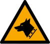 Signal ISO 7010 W013: Danger : chiens de garde