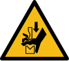 Signal ISO 7010 W030: Danger : écrasement des mains entre les outils d’une presse