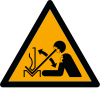 Signal ISO 7010 W032: Danger : éjection de la pièce hors de la presse