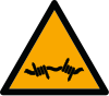 Signal ISO 7010 W033: Danger : fil de fer barbelé