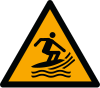 Signal ISO 7010 W046: Danger : zone de surf