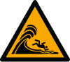 Signal ISO 7010 W065: Danger : mer forte ou hautes vagues déferlantes