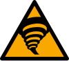 Signal ISO 7010 W074: Danger : zone à risque de tornade